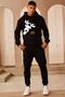 Christmas New Year Family Combination Deer Printed Hooded Kangaroo Pocket Black Sweatshirt (Price is for one single) - 2