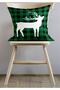 New Year's Deer Plaid Throw Pillow Cover, Christmas Deer Throw Pillow Cover, Deer Plaid Patterned Throw Pillow Cover