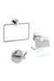 Bathroom Accessory Set of 3 Towel Holder - WC Paper Holder - 2 Hanger Stainless