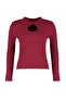 Burgundy Window/Cut Out Detailed Crop Knitted Blouse TBBAW23AF00037 - 6