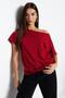Kırmızı %100 Pamuk Oversize/Geniş Kalıp Kayık Yaka Örme T-Shirt TWOSS20TS0140 - 3