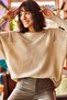 Women's Stone Curved Bat Oversize Knit Sweater KZK-19000524 - 5