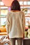 Women's Stone Curved Bat Oversize Knit Sweater KZK-19000524 - 6