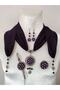Crystal and Sand Bead Embroidered Scarf with Evil Eye Prayer: Necklace, Bracelet, Ring and Earring Set