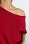 Kırmızı %100 Pamuk Oversize/Geniş Kalıp Kayık Yaka Örme T-Shirt TWOSS20TS0140 - 4