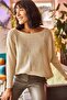 Women's Stone Curved Bat Oversize Knit Sweater KZK-19000524 - 2