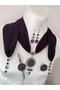 Crystal and Sand Bead Embroidered Scarf with Evil Eye Prayer: Necklace, Bracelet, Ring and Earring Set - 2