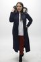 Women's Navy Blue Hooded Waterproof Long Coat Coat - 3