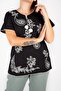 Women's Black Şile Cloth Short Sleeve Blouse - 2