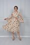 V-Neck Belted Chiffon Dress - Cream - 2