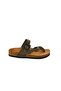 Genuine Leather Khaki Green Women's Slippers