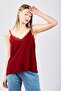 Women's Burgundy Collar Lace Adjustable Rope Strap Blouse - 4