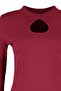 Burgundy Window/Cut Out Detailed Crop Knitted Blouse TBBAW23AF00037 - 7