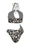 Leopar Desenli Aksesuarlı Halter Yaka Kaplı Brazilian Mayokini TBESS23MA00068 - 5