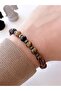 800411f08sy Leather Cord Men's Wristwatch 30 Mt Waterproof + Tiger Eye Bracelet - 4