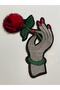 25x15 Cm Embroidery Embroidery Red Pompom Rose Hand Applique Embroidery Patch Accessory