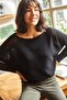 Women's Black Openwork Bat Oversize Knitwear Sweater KZK-19000524 - 2