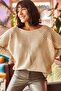 Women's Stone Curved Bat Oversize Knit Sweater KZK-19000524 - 3