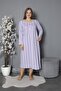 100% Cotton Seasonal Combed Cotton Long Sleeve Plus Size Mother's Nightgown 1514 - 2