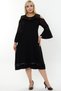 Off Shoulder Round Neck Lycra Flowy Plus Size Below Knee Dress with Tulle Detail on Chest Sleeves and Skirt - 7