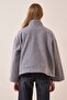 Women's Gray Stand Collar Oversize Stamp Coat FN02994 - 6