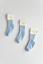 3-Piece Blue Baby Kids Folded Anti-Slip Socks - 3