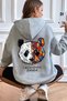 Unisex Gray Freshınss Panda Back Printed Hooded Sweatshirt