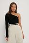 One-Shoulder Open Long Sleeve Blouse - 3