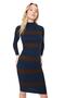 Navy Blue Midi Knitwear Striped Dress Twoaw23El00226 - 2
