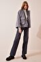 Women's Gray Stand Collar Oversize Stamp Coat FN02994 - 5