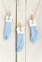 3-Piece Blue Baby Kids Folded Anti-Slip Socks