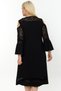 Off Shoulder Round Neck Lycra Flowy Plus Size Below Knee Dress with Tulle Detail on Chest Sleeves and Skirt - 2
