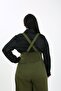 Large Size Wide Leg Khaki Trousers with Pleated Front Pockets and Straps and Button Detail - 4