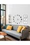 3D Latin Numeral Wall Clock and Patience Gratitude Prayer Allah Muhammad Vav Panel White Silver
