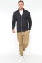 Stutgard 100% Organic Cotton Zippered Anthracite Melange Knitwear Sweater Cardigan - 2