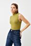 Women's Oil Green Sleeveless Body - 4