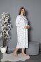 100% Cotton Seasonal Combed Cotton Long Sleeve Plus Size Mother's Nightgown 580 - 2