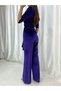 Flexible Velvet Fabric Double Breasted Collar Belted Long Evening Dress Jumpsuit 58618 720 - 4