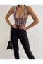 Crop Length Tweed Bustier with Shoulder Strap Bead Detail and Slit at the Bottom - 2
