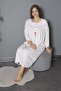 100% Cotton Seasonal Combed Cotton Long Sleeve Plus Size Mother's Nightgown 1330 - 5