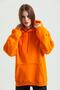 Unisex 100% Cotton Oversize Orange Hooded Sweatshirt