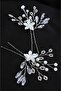 Double Bridal Headband with Floral Design Pearl and Glass Beads and Wire Clasp