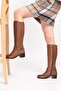Genuine Leather Stylish Heeled Boots Anl.7068 - Walnut - 40 - 4