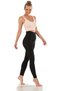 Women's Black Corseted Long Sports Tights Gathering High Waist Seamless Knitted