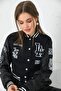 Women's Embroidered Crop College Jacket - 3