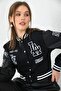 Women's Embroidered Crop College Jacket - 4