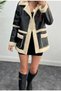 Furry Leather Coat with Pocket Detail - 4