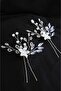Double Bridal Headband with Floral Design Pearl and Glass Beads and Wire Clasp - 3