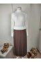 Cotton Diagonal Fabric Pleated Skirt - 5