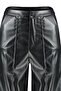 Siyah Suni Deri Wide Leg/Geniş Paça Nervürlü Yüksek Bel Pantolon TWOSS23PL00131 - 7